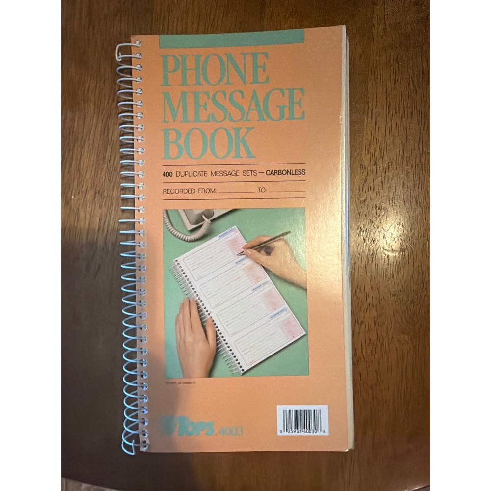 Tops 4003 Phone Message Book 400 Duplicate Sets Carbonless Spiral Bound USA